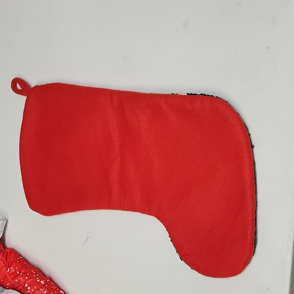 Hand Hooked Stocking Large Santa Claus Christmas Tree Teddy...
